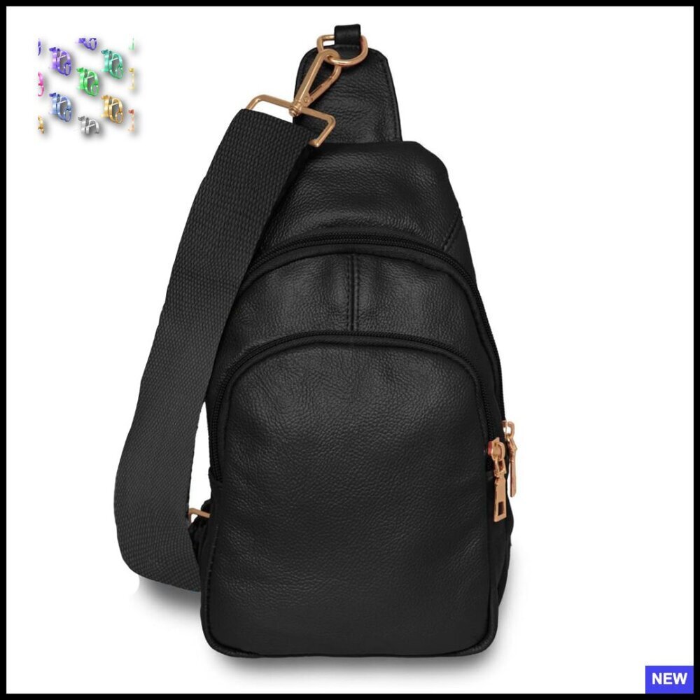 Leather Sling Bag Adjustable Strap Crossbody Versatile Travel Outdoor Chic
